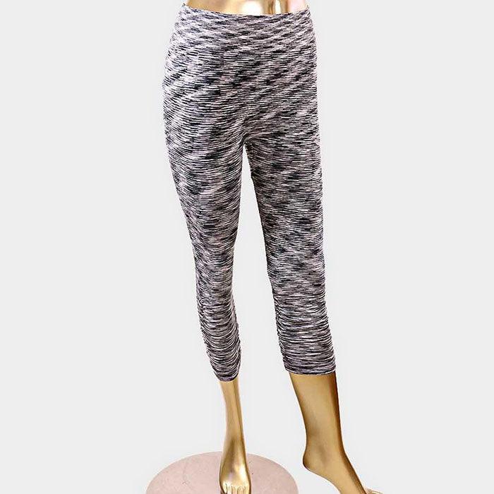 Black CRUMPLE DETAIL STRIPE CAPRI LEGGINGS
