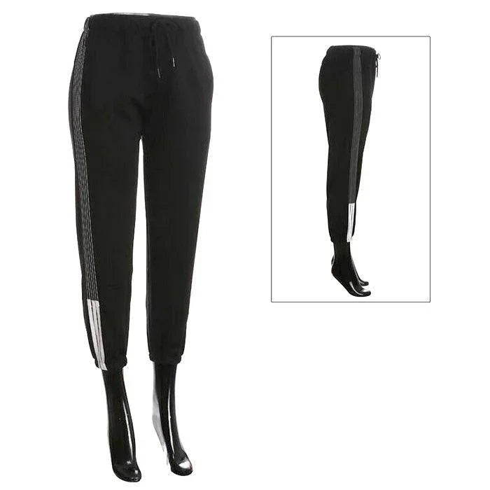 Black Side Stripes Detail Band Lounge Pants - Jewelry Store by Erik Rayo