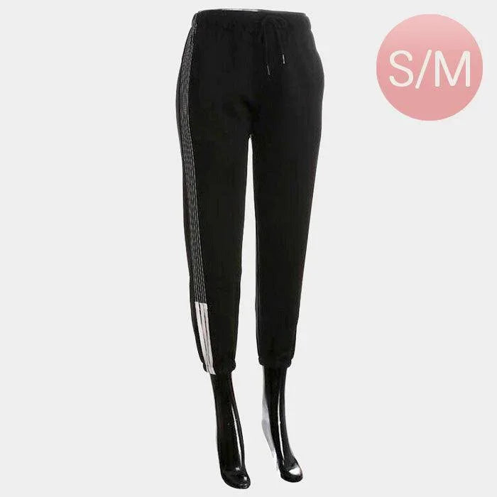 Black Side Stripes Detail Band Lounge Pants - Jewelry Store by Erik Rayo