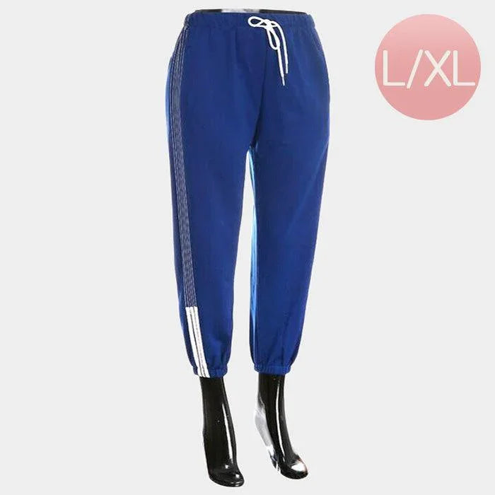 Blue Side Stripes Detail Band Lounge Pants - Jewelry Store by Erik Rayo