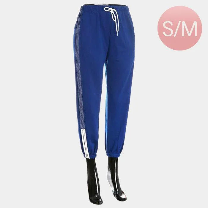 Blue Side Stripes Detail Band Lounge Pants - Jewelry Store by Erik Rayo