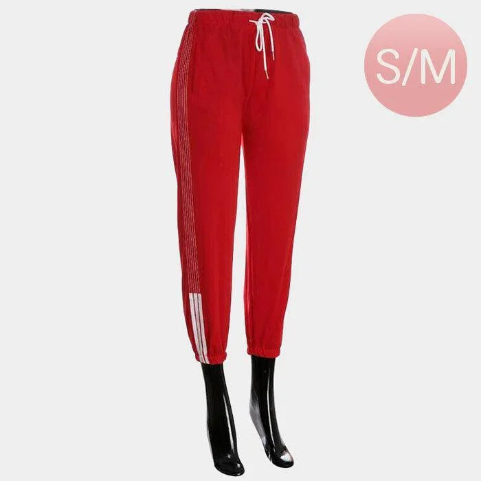Red Side Stripes Detail Band Lounge Pants - Jewelry Store by Erik Rayo