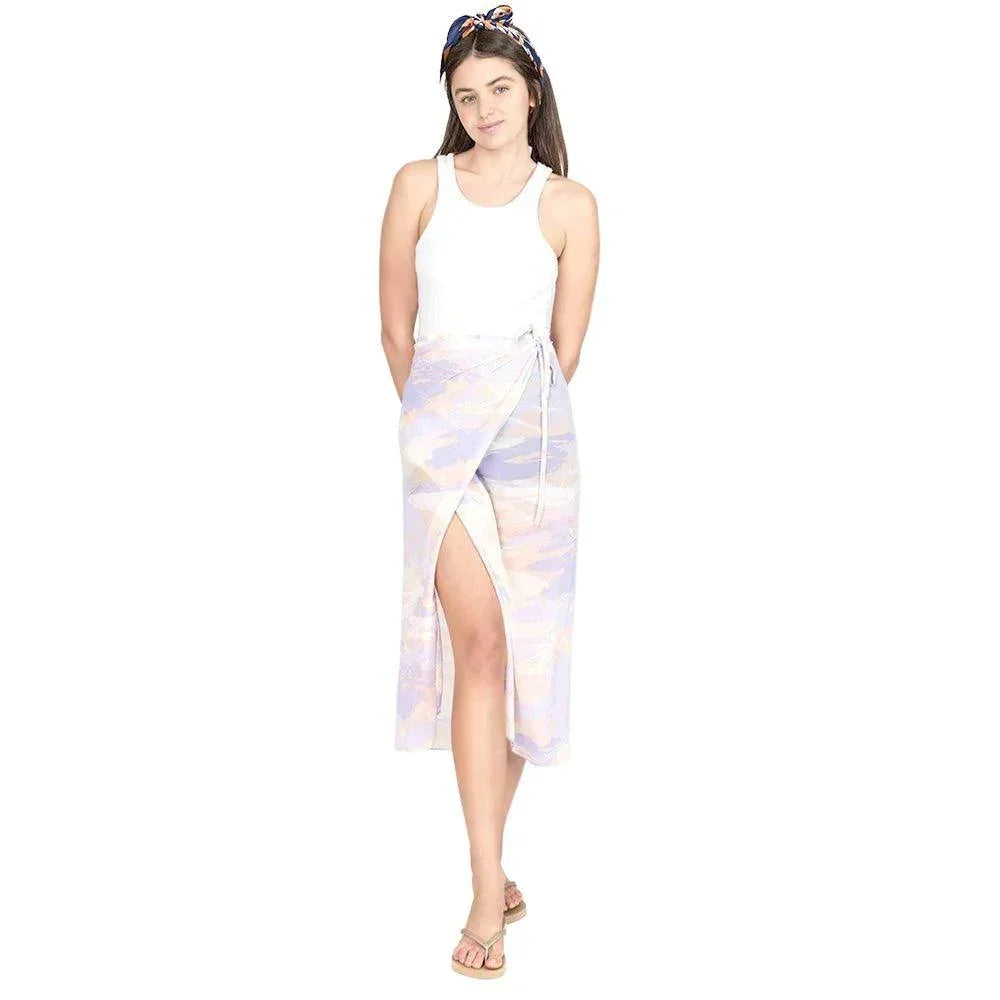 Purple Tie Dye Beach Cover Up Midi Wrap Skirt - Jewelry Store by Erik Rayo