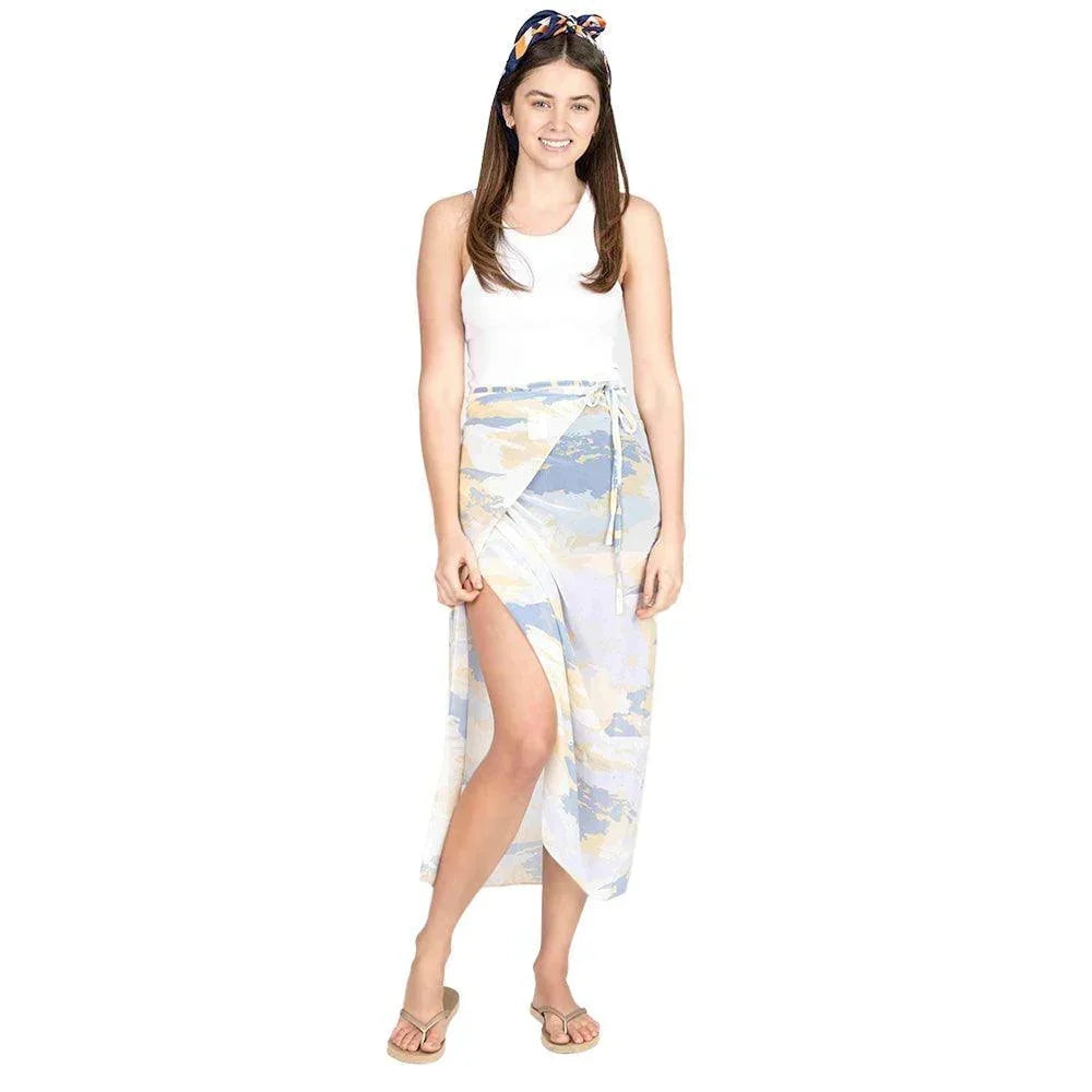 Yellow Tie Dye Beach Cover Up Midi Wrap Skirt - Jewelry Store by Erik Rayo