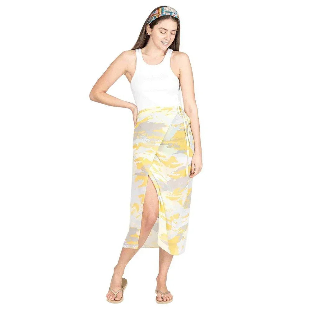 Yellow Tie Dye Beach Cover Up Midi Wrap Skirt - Jewelry Store by Erik Rayo