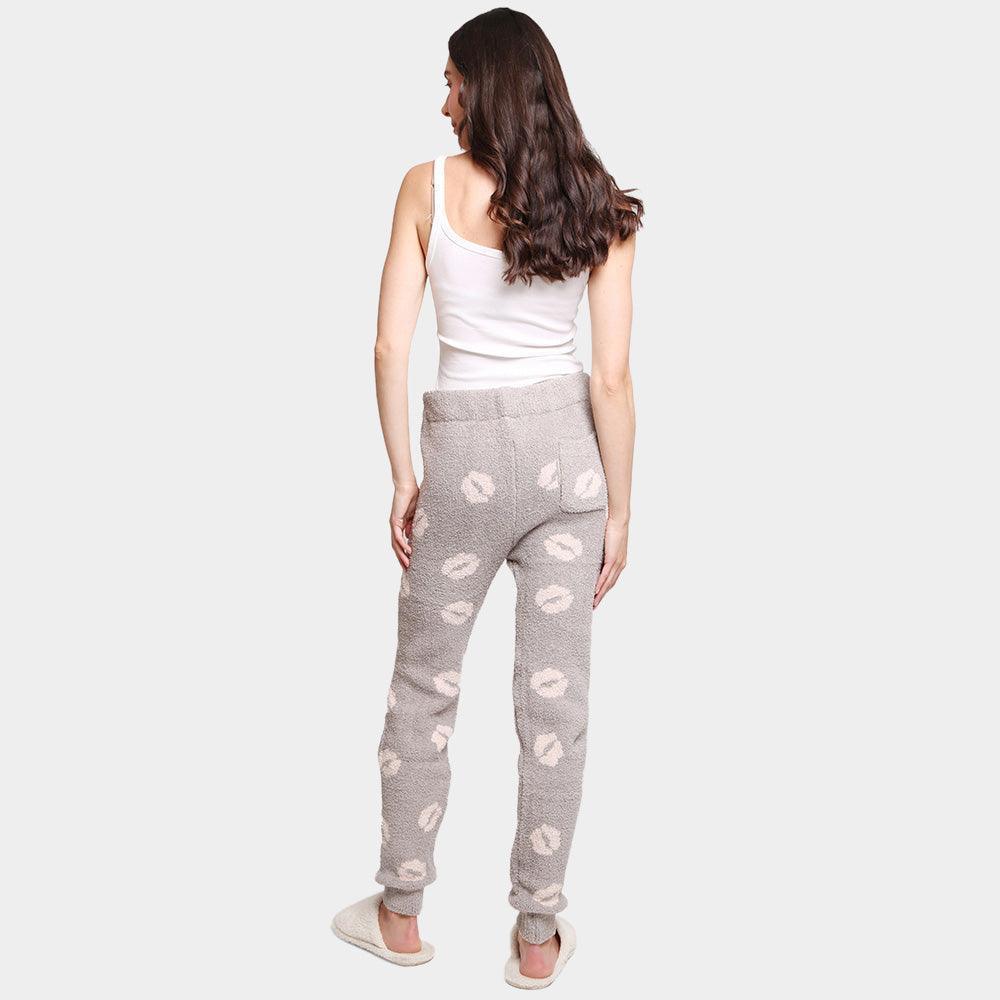 Gray Lips Patterned Soft Loungewear Pants - Jewelry Store by Erik Rayo