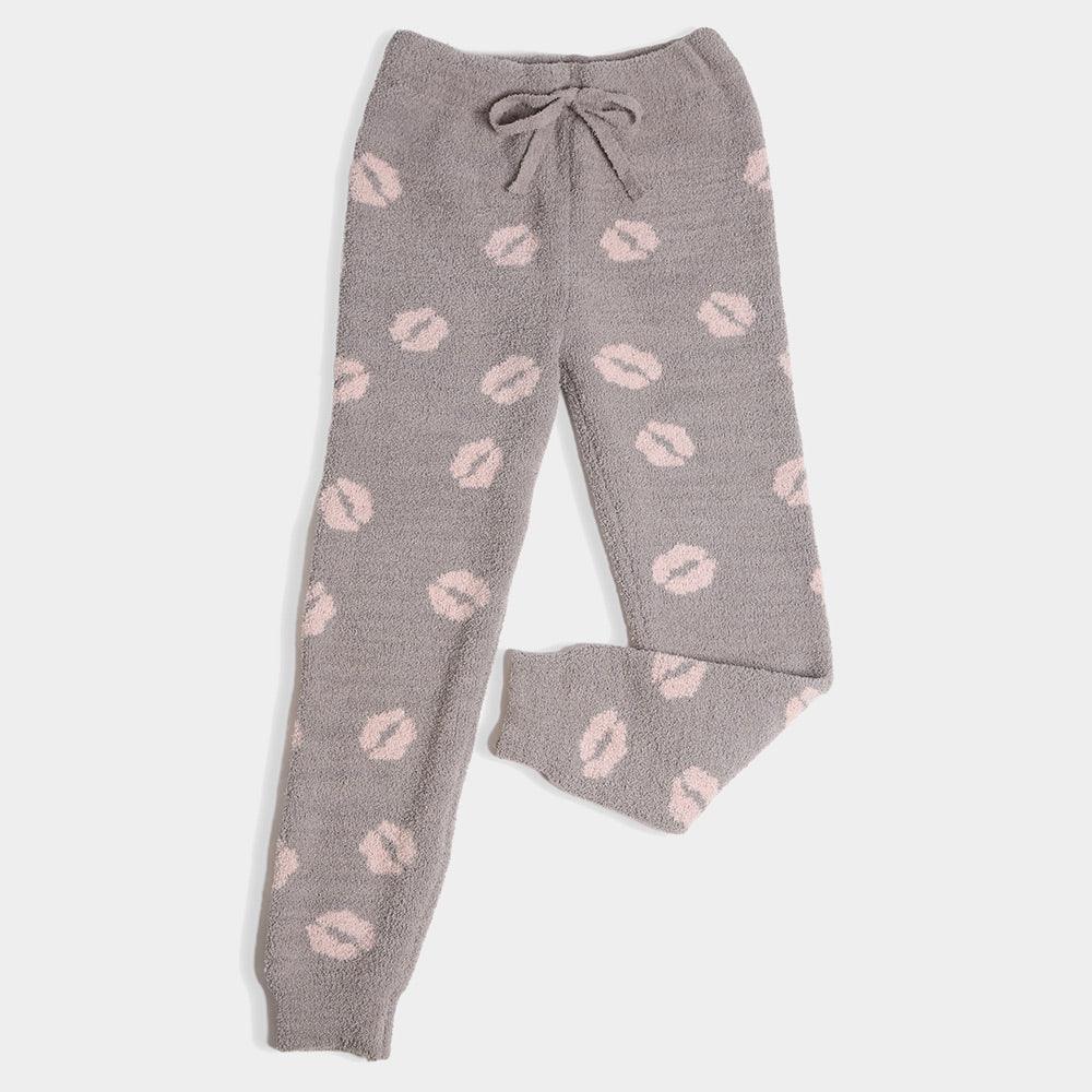 Gray Lips Patterned Soft Loungewear Pants - Jewelry Store by Erik Rayo