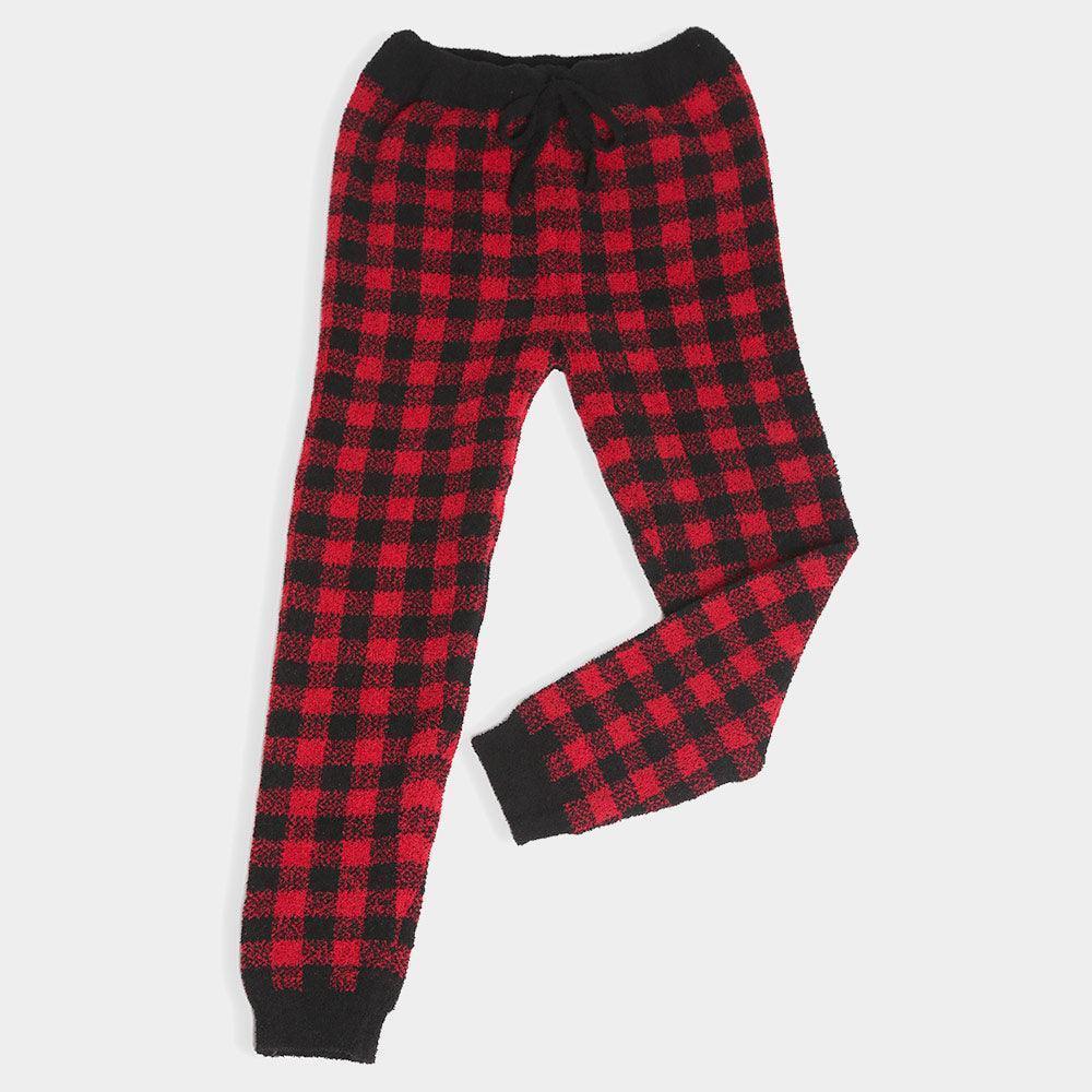 Red Buffalo Check with String Soft Loungewear Pants - Jewelry Store by Erik Rayo