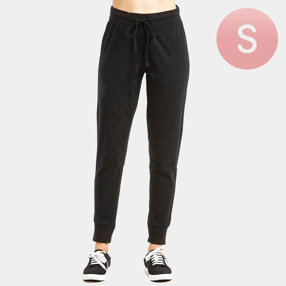 Black Ladies Lightweight Cotton Pockets Jogger Pants - Jewelry Store by Erik Rayo