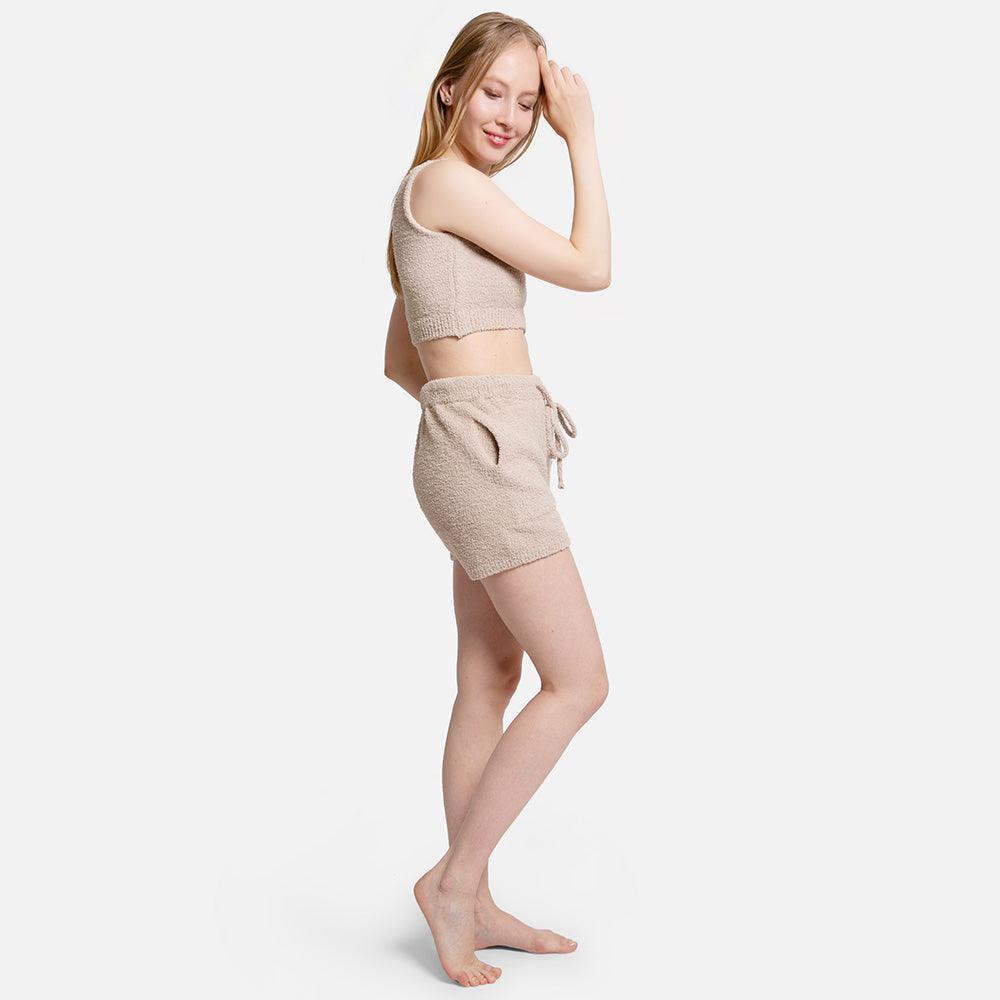 Beige Solid Side Pockets String Shorts - Jewelry Store by Erik Rayo