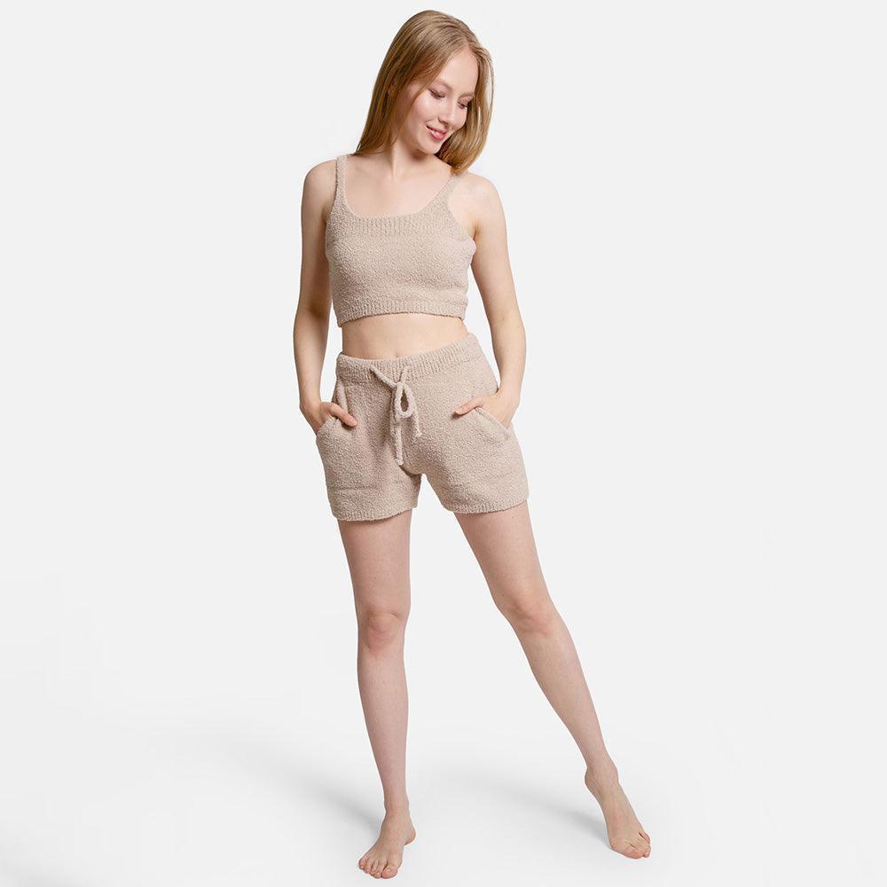 Beige Solid Side Pockets String Shorts - Jewelry Store by Erik Rayo