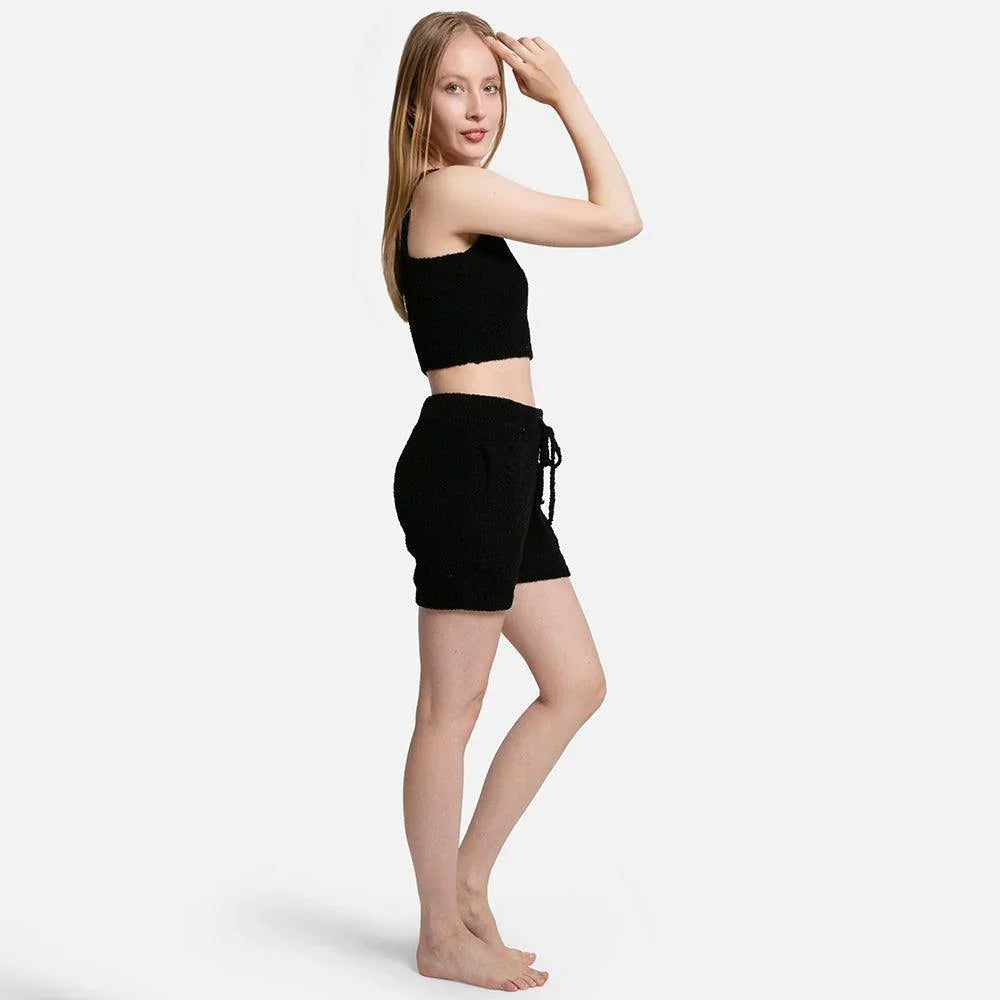 Black Solid Side Pockets String Shorts - Jewelry Store by Erik Rayo