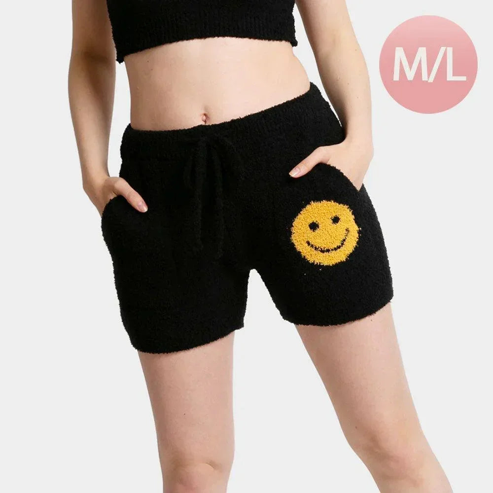 Black Smile Accented Side Pockets String Shorts - Jewelry Store by Erik Rayo