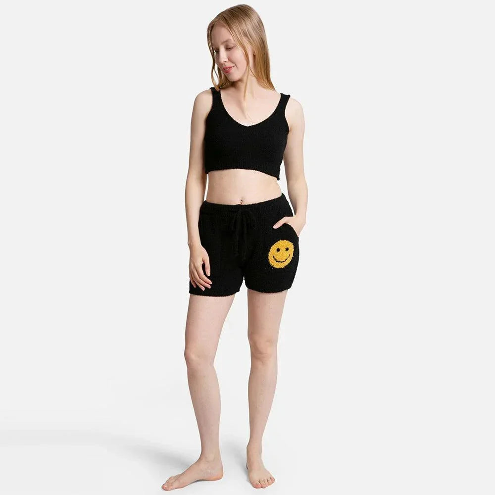 Black Smile Accented Side Pockets String Shorts - Jewelry Store by Erik Rayo