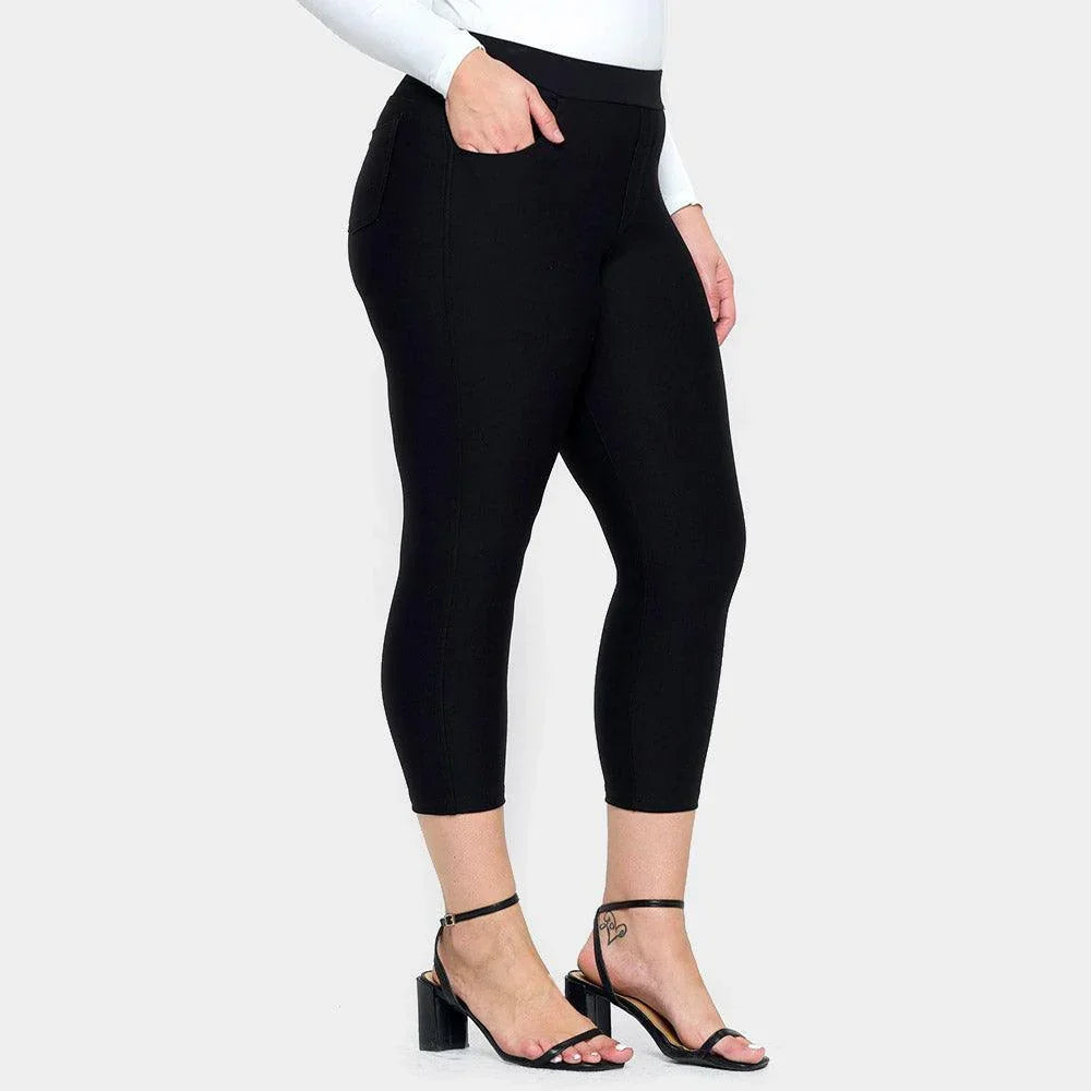 Black Solid Capri Ponte Pants - Jewelry Store by Erik Rayo