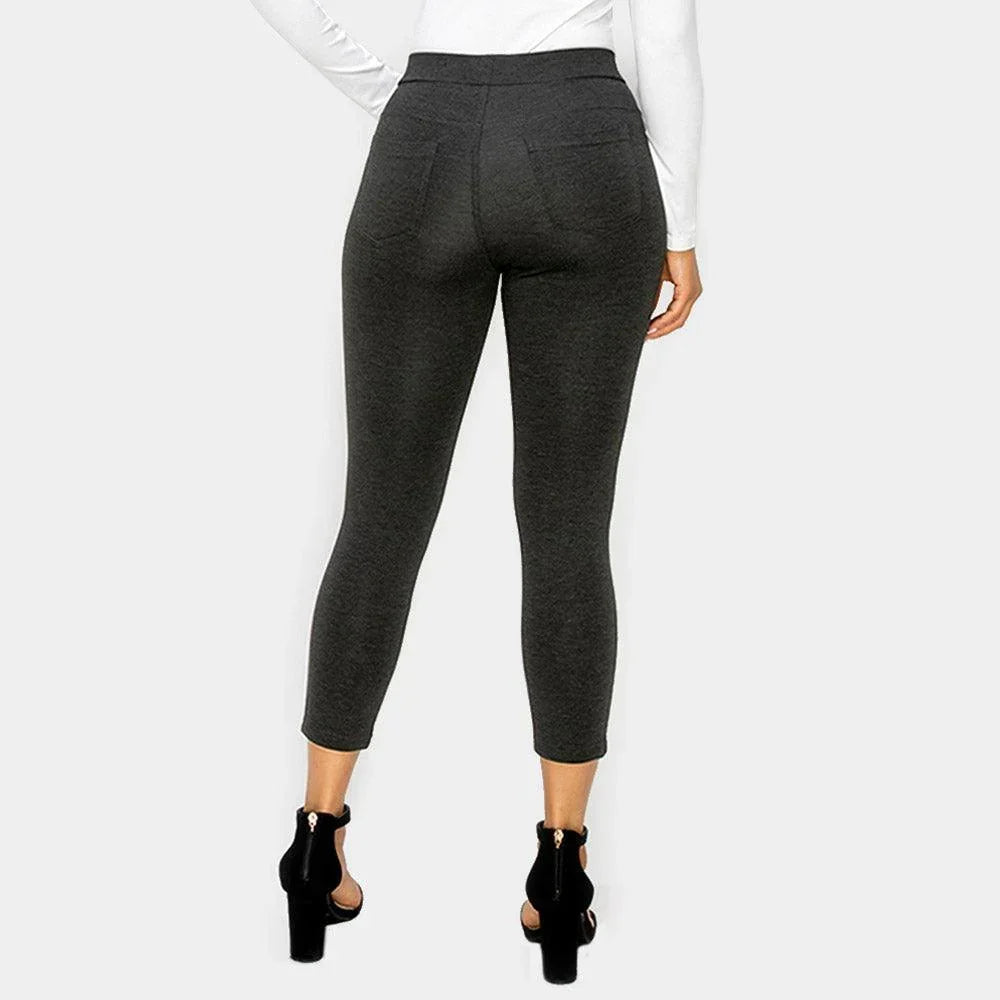 Charcoal Solid Capri Ponte Pants - Jewelry Store by Erik Rayo