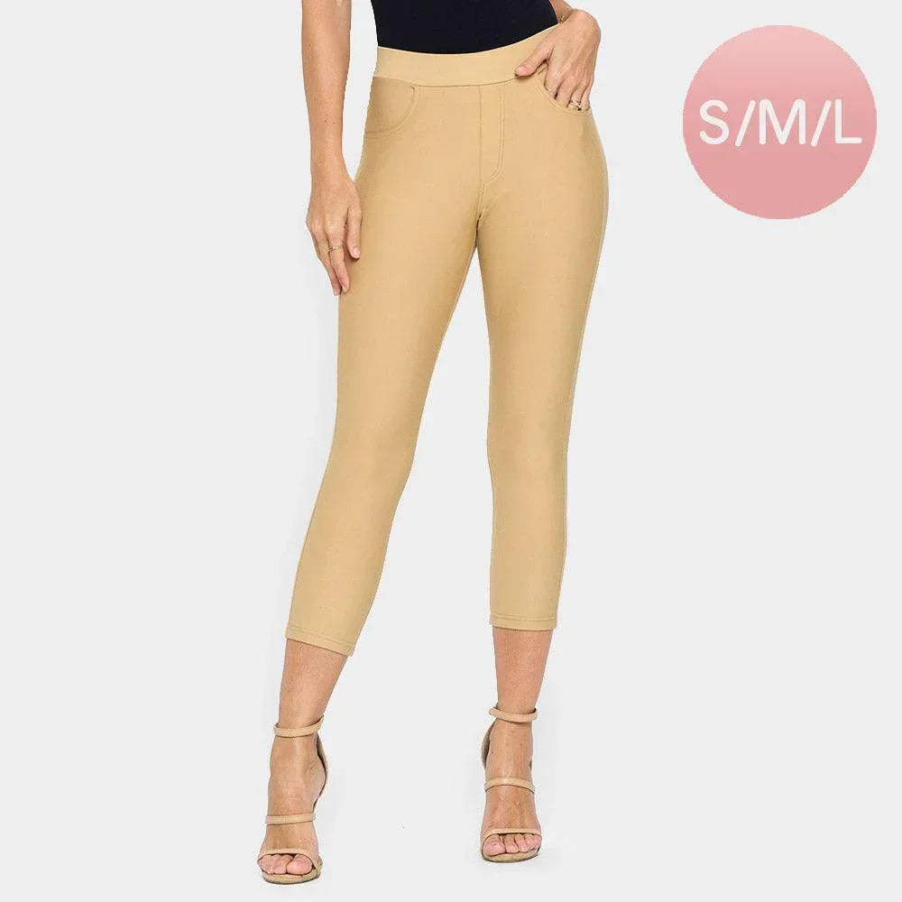 Khaki Solid Capri Ponte Pants - Jewelry Store by Erik Rayo