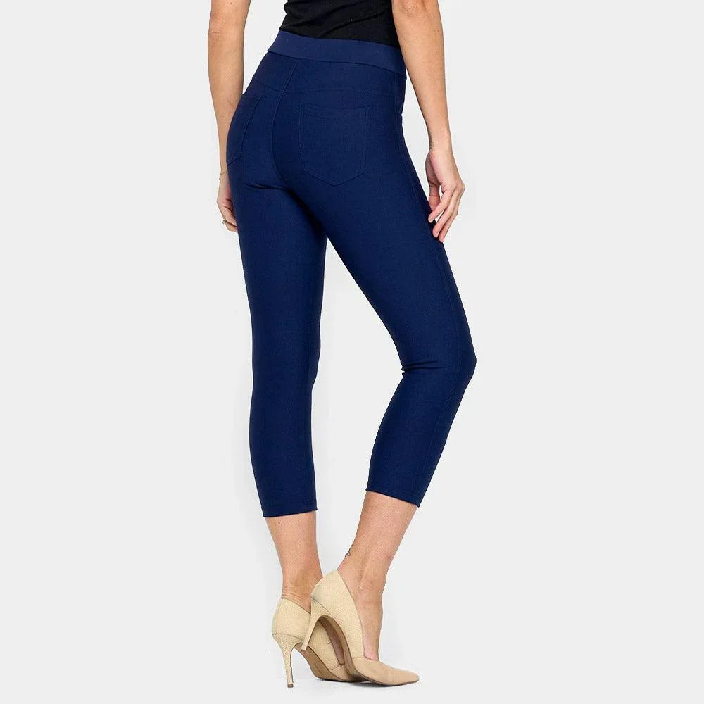 Navy Solid Capri Ponte Pants - Jewelry Store by Erik Rayo