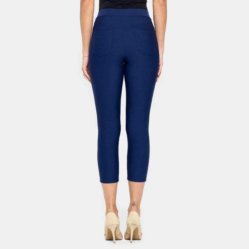 Navy Solid Capri Ponte Pants - Jewelry Store by Erik Rayo