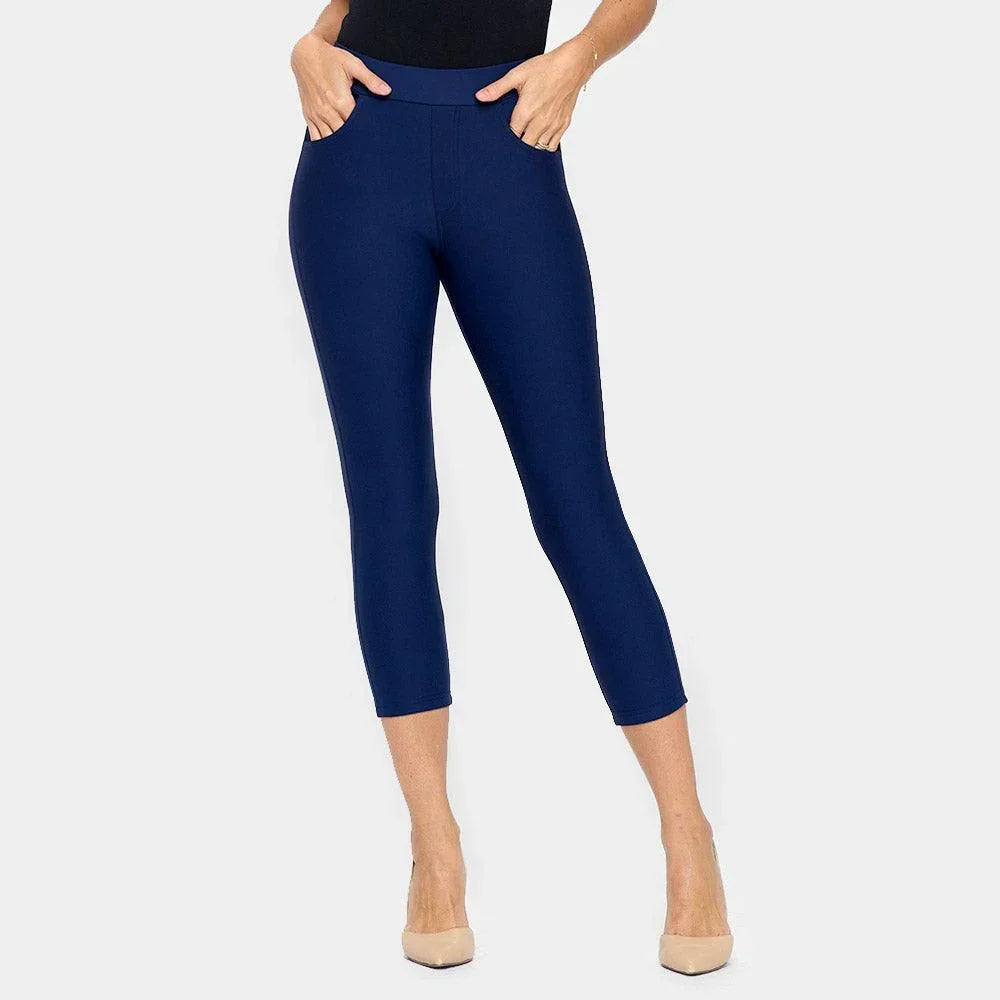 Navy Solid Capri Ponte Pants - Jewelry Store by Erik Rayo