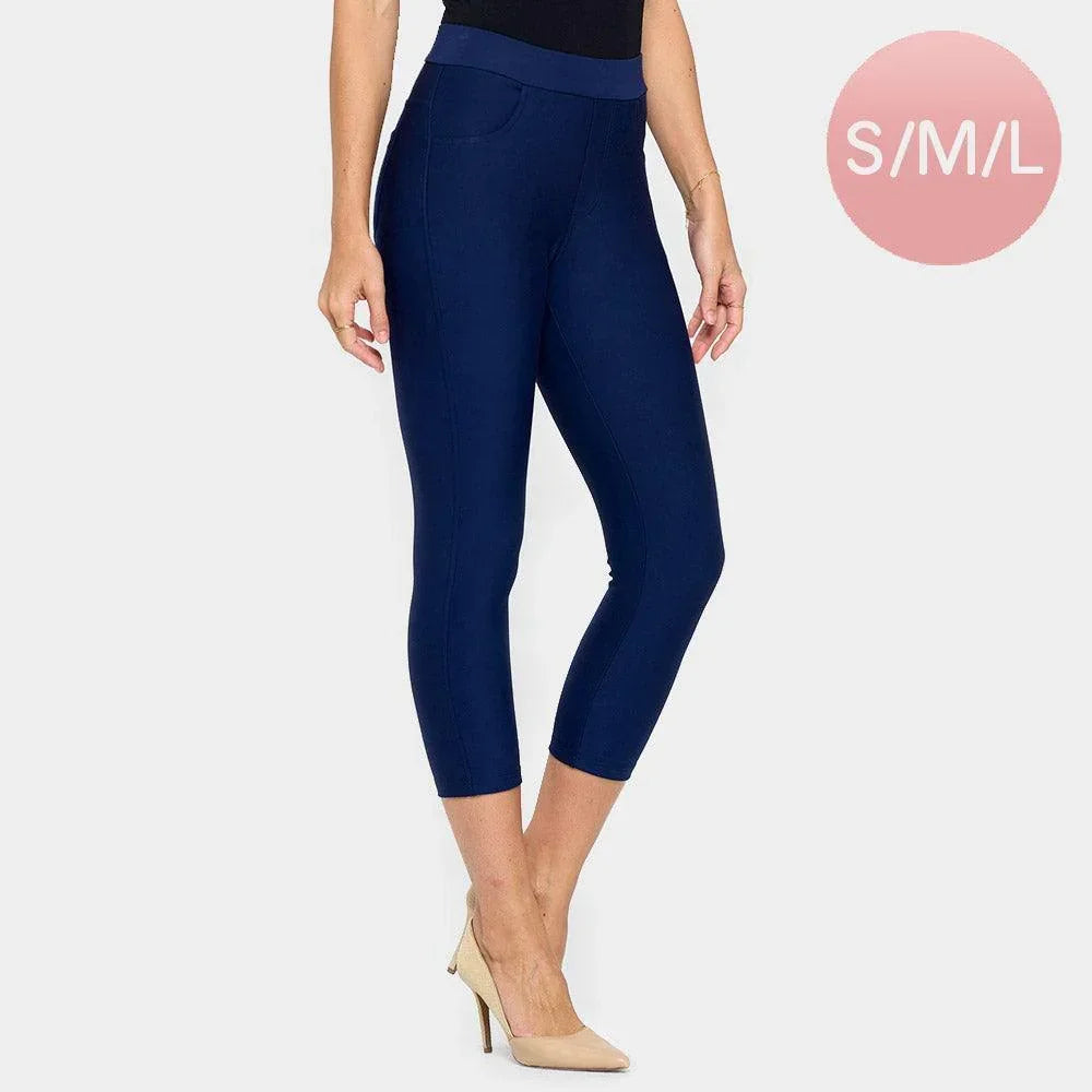 Navy Solid Capri Ponte Pants - Jewelry Store by Erik Rayo