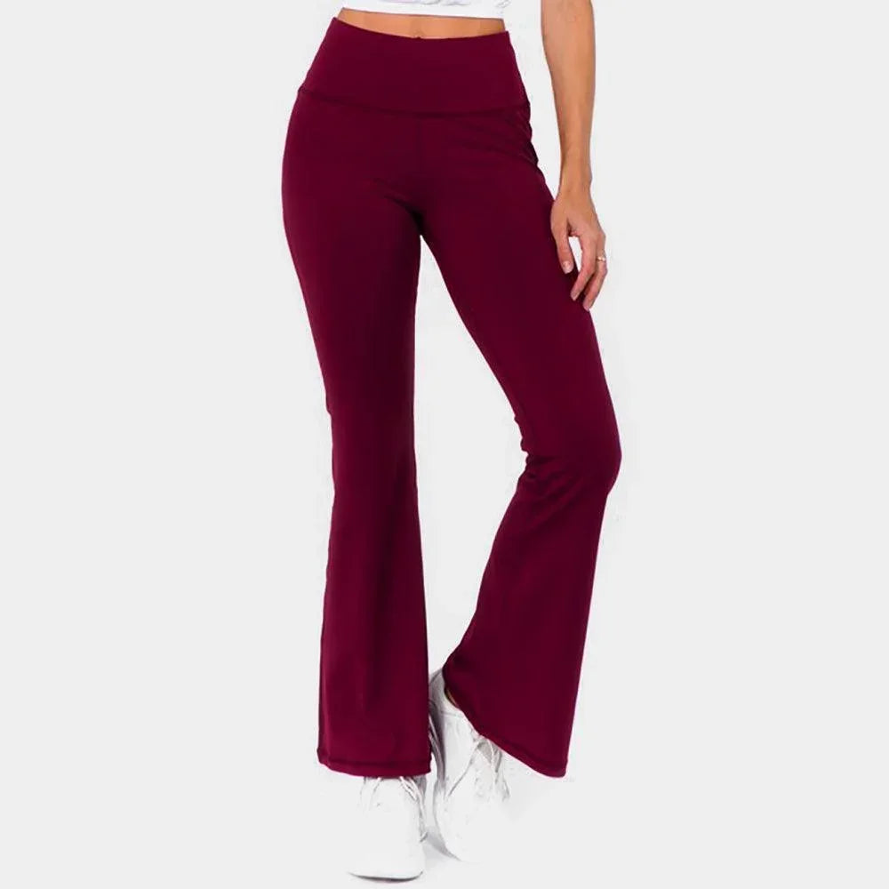 Burgundy High Rise Flare Yoga Pants - Jewelry Store by Erik Rayo