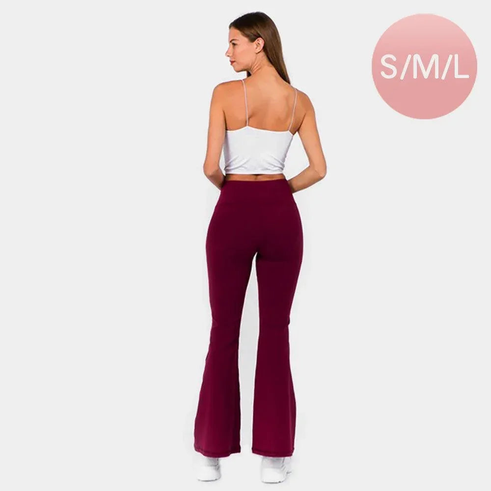 Burgundy High Rise Flare Yoga Pants - Jewelry Store by Erik Rayo