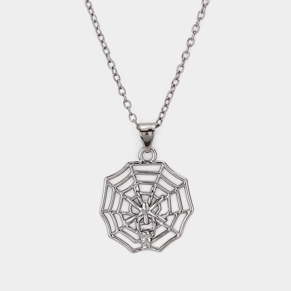 Metal Spider Cobweb Pendant Long Necklace - Jewelry Store by Erik Rayo