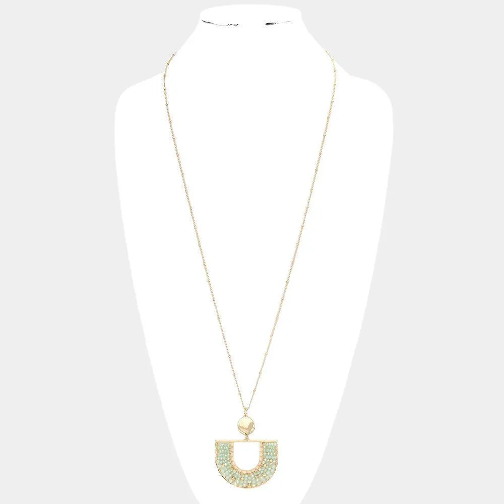 Faceted Beaded Geometric Pendant Long Necklace - Jewelry Store by Erik Rayo