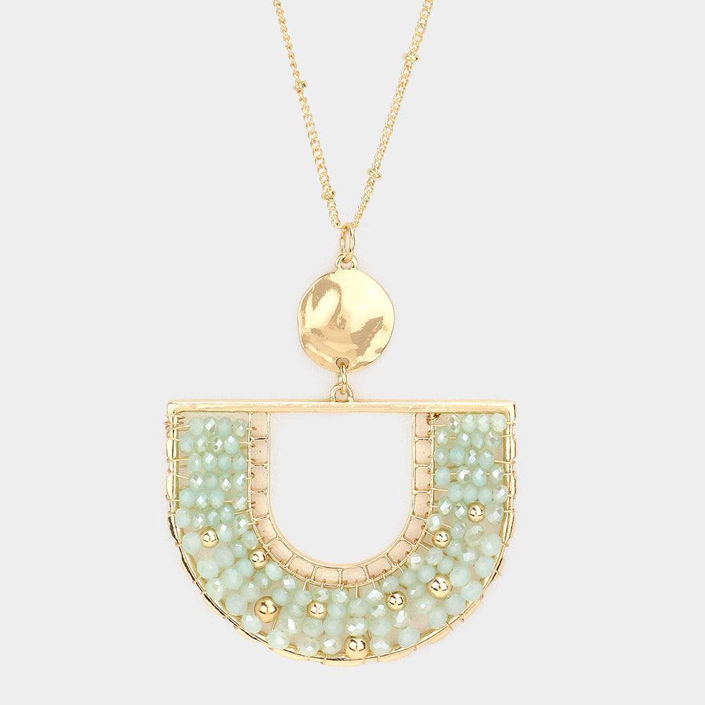 Faceted Beaded Geometric Pendant Long Necklace - Jewelry Store by Erik Rayo