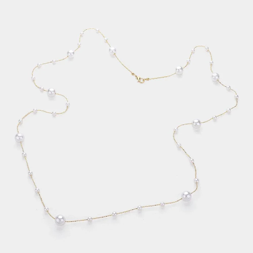 Cream Pearl Station Long Necklace - Jewelry Store by Erik Rayo