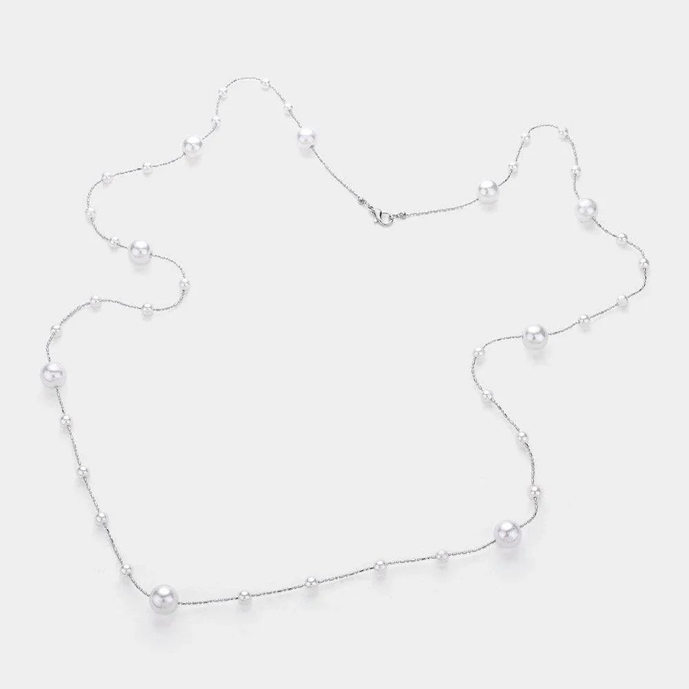 Cream Pearl Station Long Necklace - Jewelry Store by Erik Rayo
