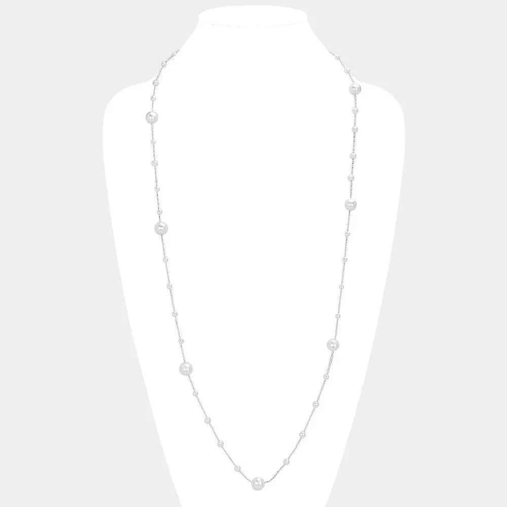 Cream Pearl Station Long Necklace - Jewelry Store by Erik Rayo