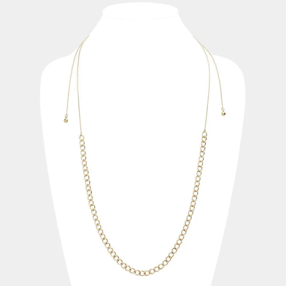 Gold Metal Chain Link Long Necklace - Jewelry Store by Erik Rayo