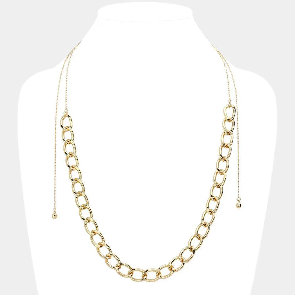 Gold Metal Chain Link Long Necklace - Jewelry Store by Erik Rayo