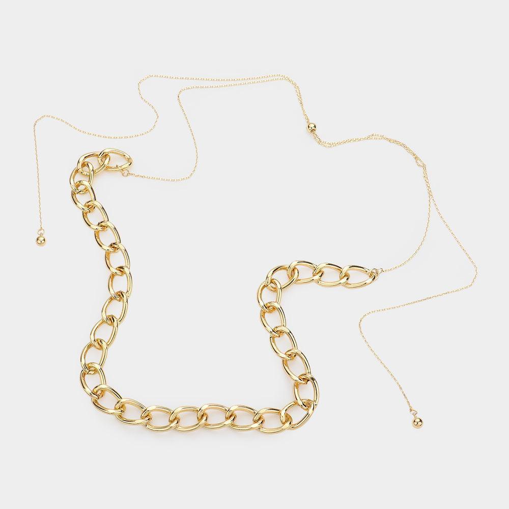 Gold Metal Chain Link Long Necklace - Jewelry Store by Erik Rayo