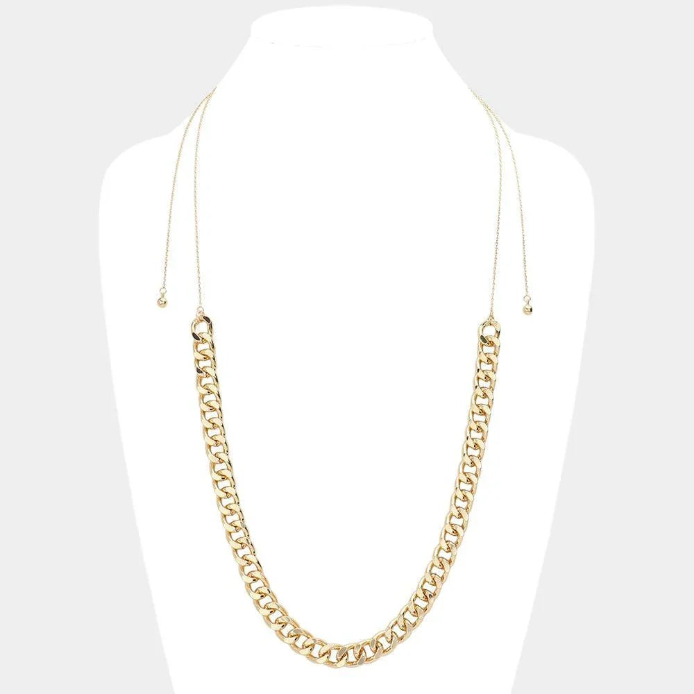 Gold Metal Chain Link Long Necklace - Jewelry Store by Erik Rayo