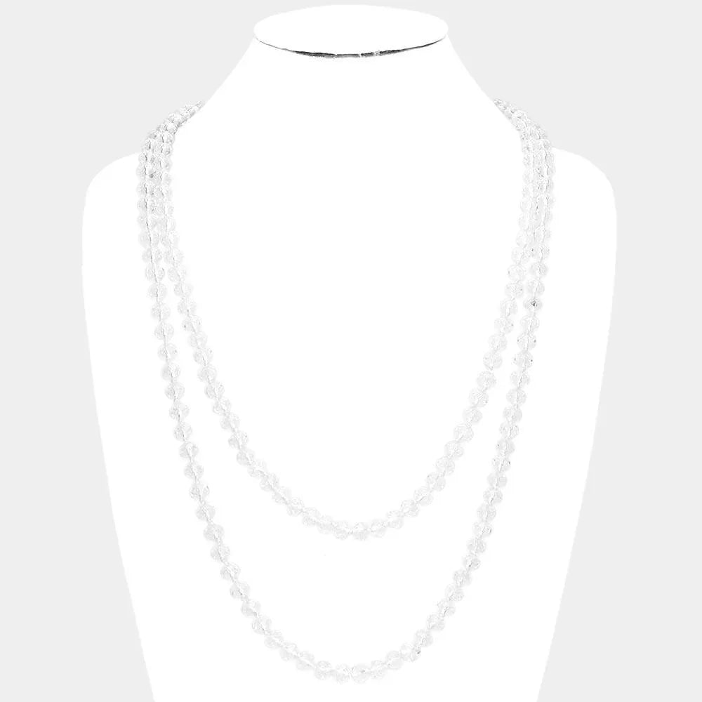 Clear Faceted Beaded Long Necklace - Jewelry Store by Erik Rayo