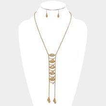 Load image into Gallery viewer, Gold Hammered Metal Disc Double Strand Long Y-Necklace
