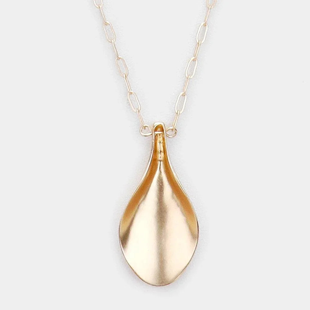 Gold Flower petal Pendant Metal Long Necklace - Jewelry Store by Erik Rayo
