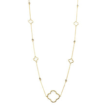 Load image into Gallery viewer, Gold Gold Dipped Quatrefoil Round Stone Station Long Necklace
