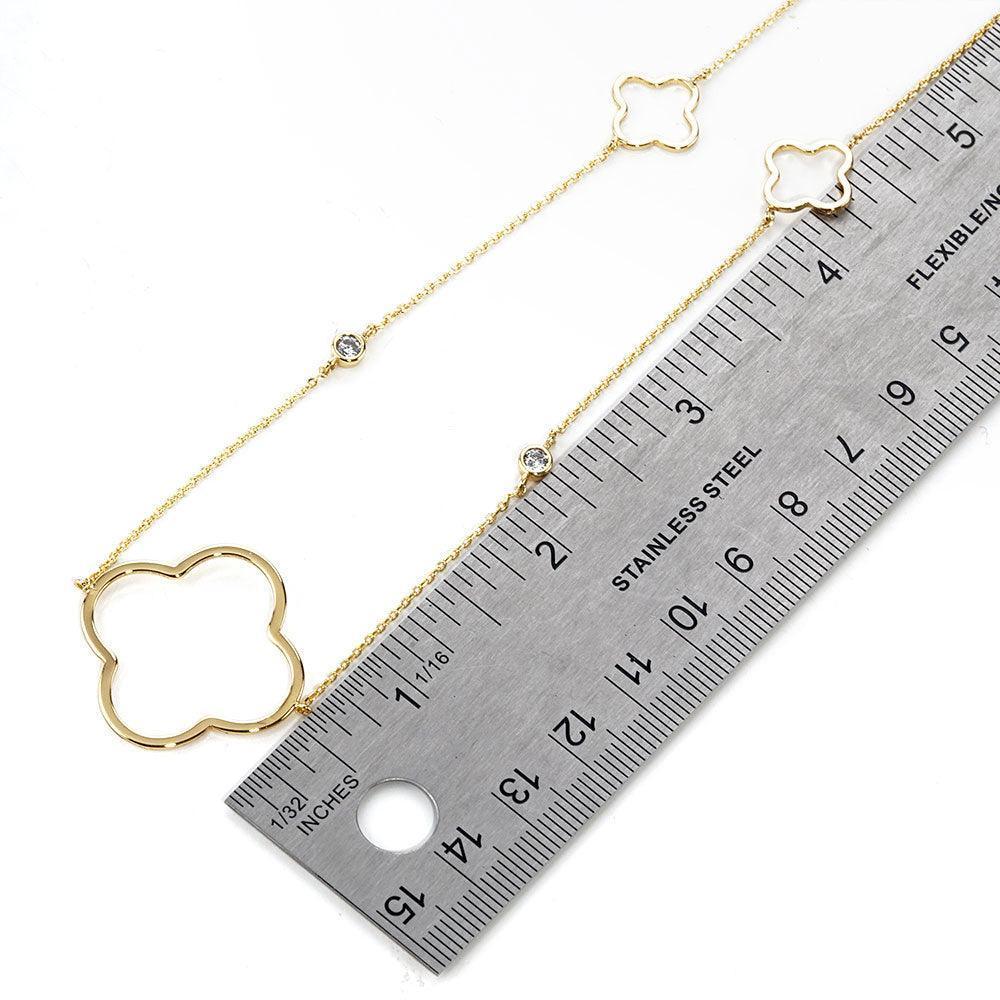 Gold Gold Dipped Quatrefoil Round Stone Station Long Necklace - Jewelry Store by Erik Rayo