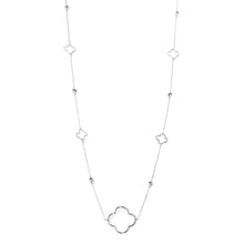 Load image into Gallery viewer, Gold White Gold Dipped Quatrefoil Round Stone Station Long Necklace
