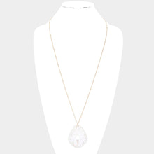 Load image into Gallery viewer, White Faceted Bead Trimmed Woven Raffia Pendant Long Necklace
