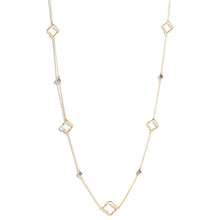 Load image into Gallery viewer, Gold Gold Dipped Quatrefoil Round Stone Station Long Necklace
