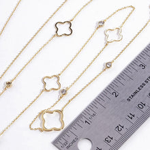 Load image into Gallery viewer, Gold Gold Dipped Quatrefoil Round Stone Station Long Necklace
