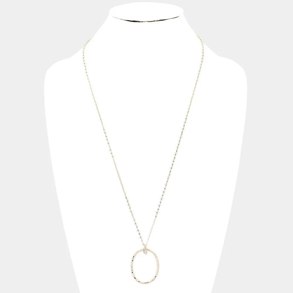 Gold Brass -O- Monogram Metal Pendant Long Necklace - Jewelry Store by Erik Rayo