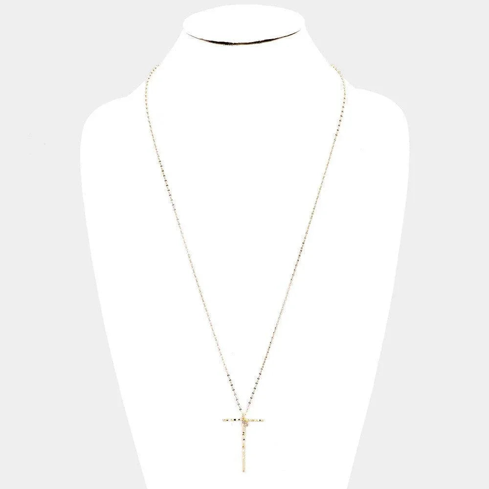 Gold Brass -T- Monogram Metal Pendant Long Necklace - Jewelry Store by Erik Rayo