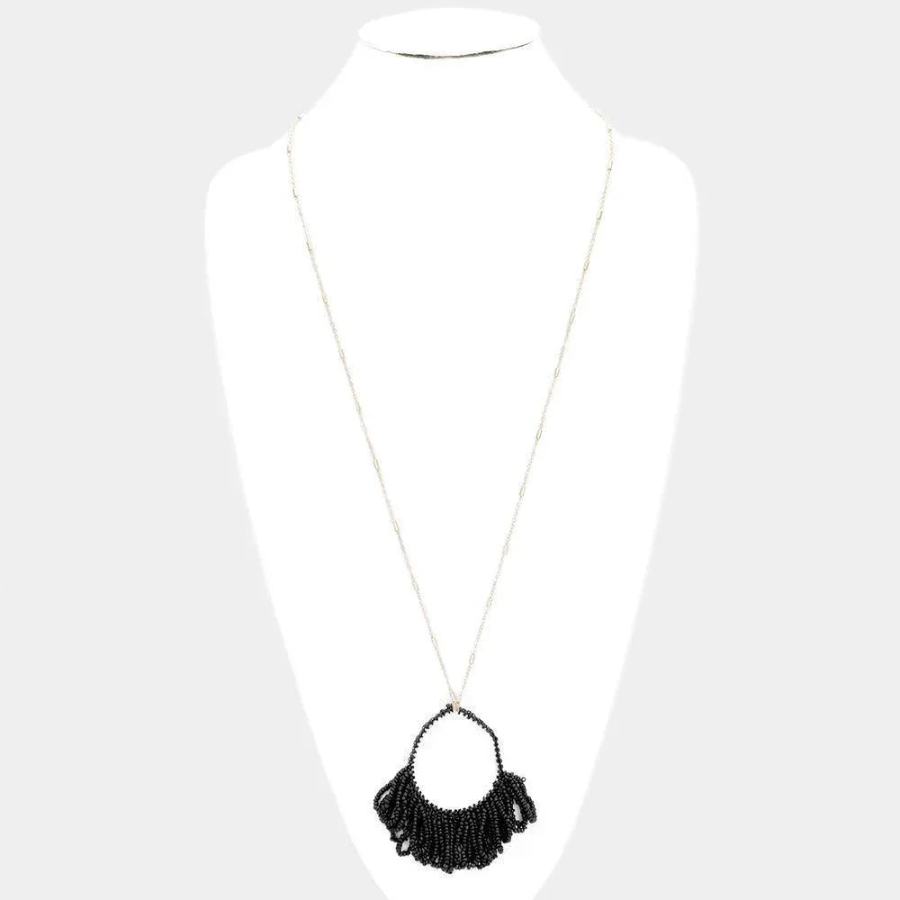 Gold Bead Cluster Decor Long Necklace - Jewelry Store by Erik Rayo