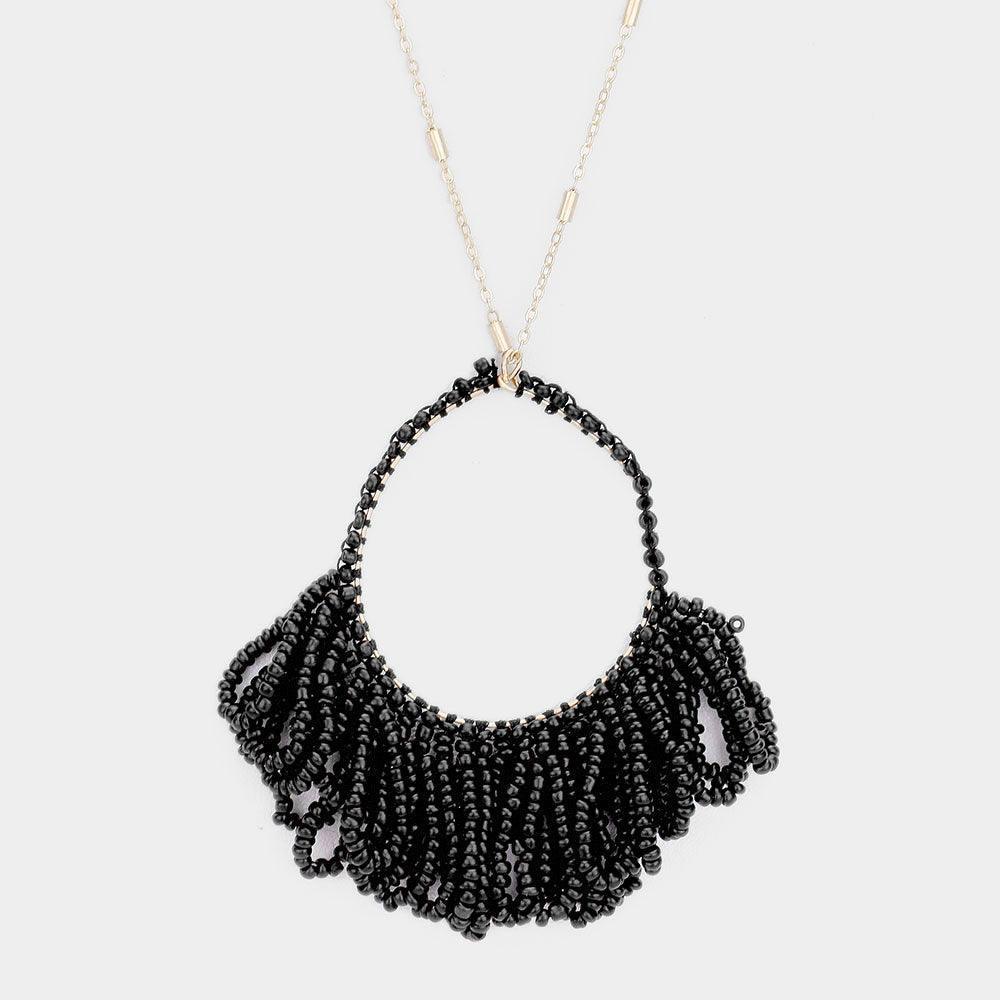 Gold Bead Cluster Decor Long Necklace - Jewelry Store by Erik Rayo